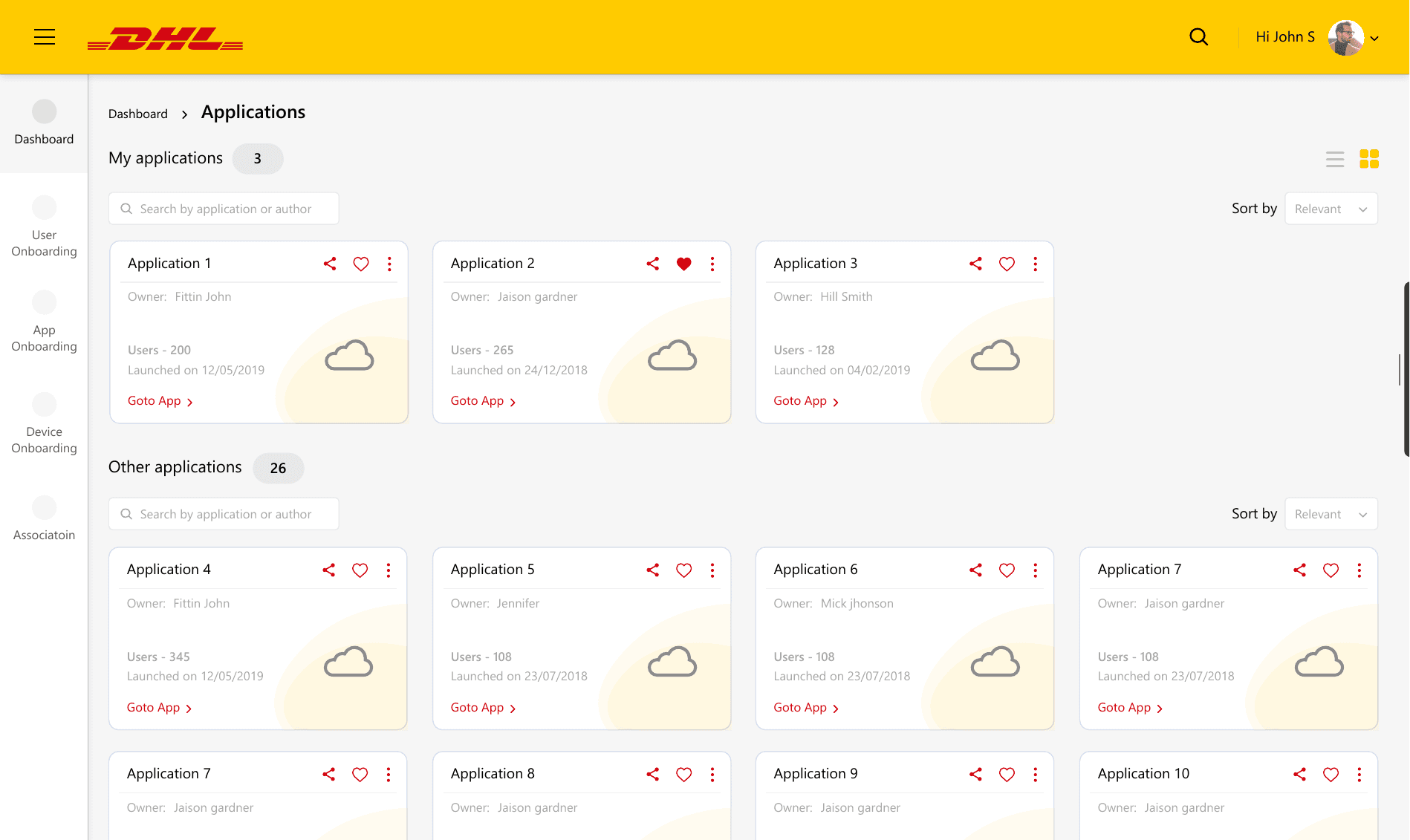 DHL IoT applications catalog