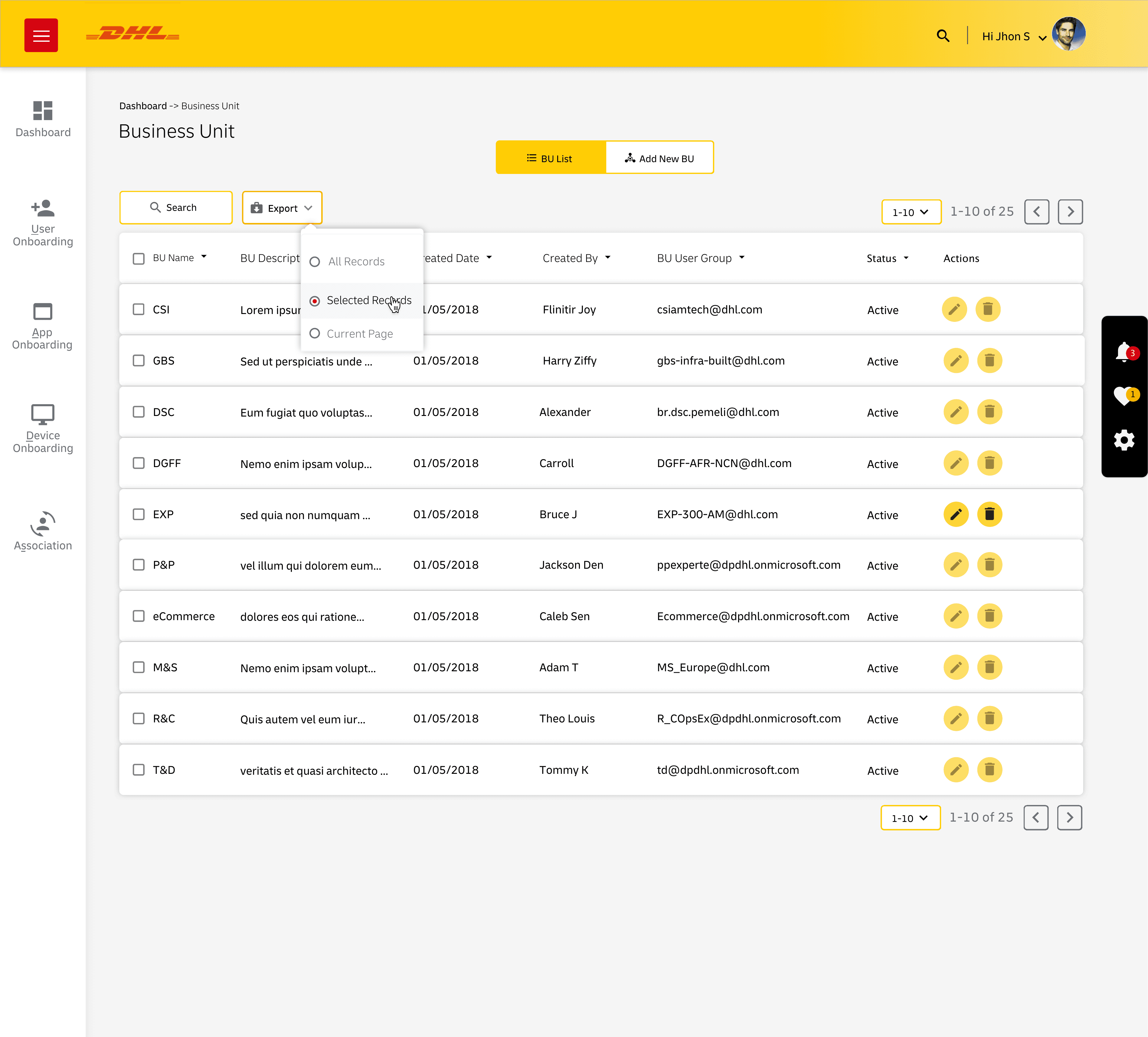 Adding and assigning entities in the hierarchy