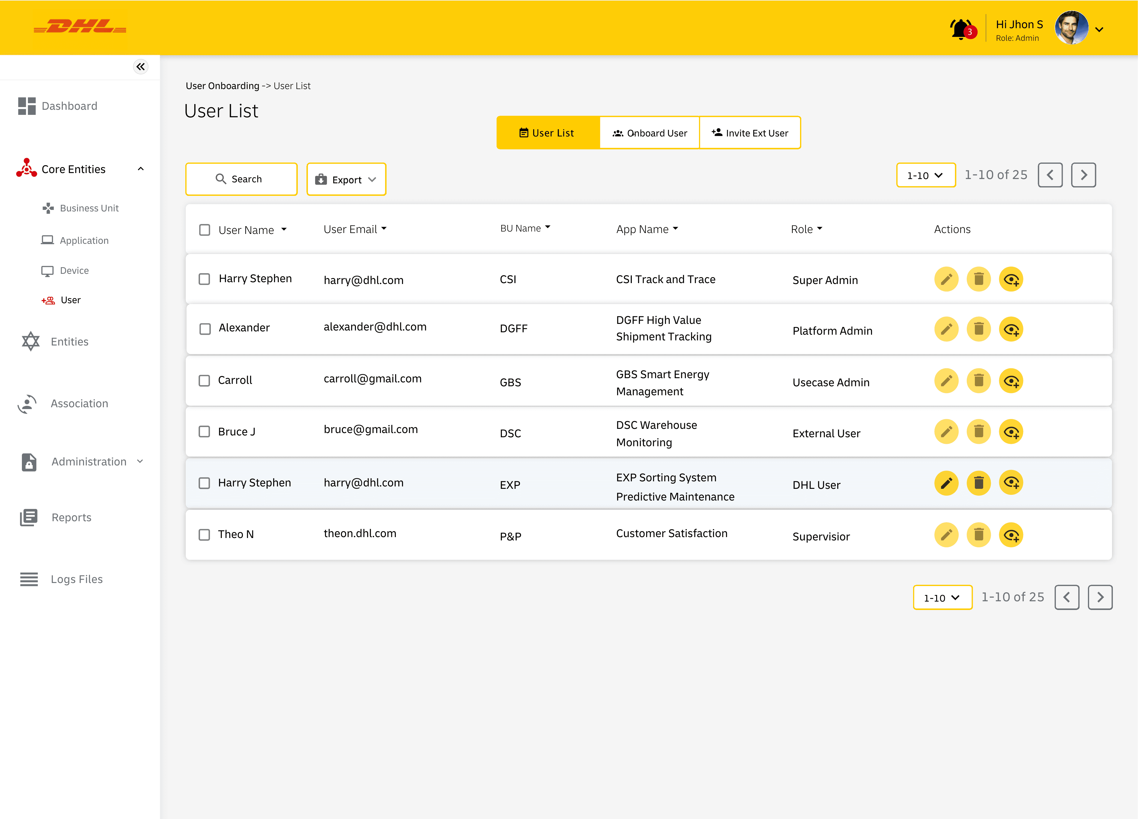 DHL IoT user onboarding