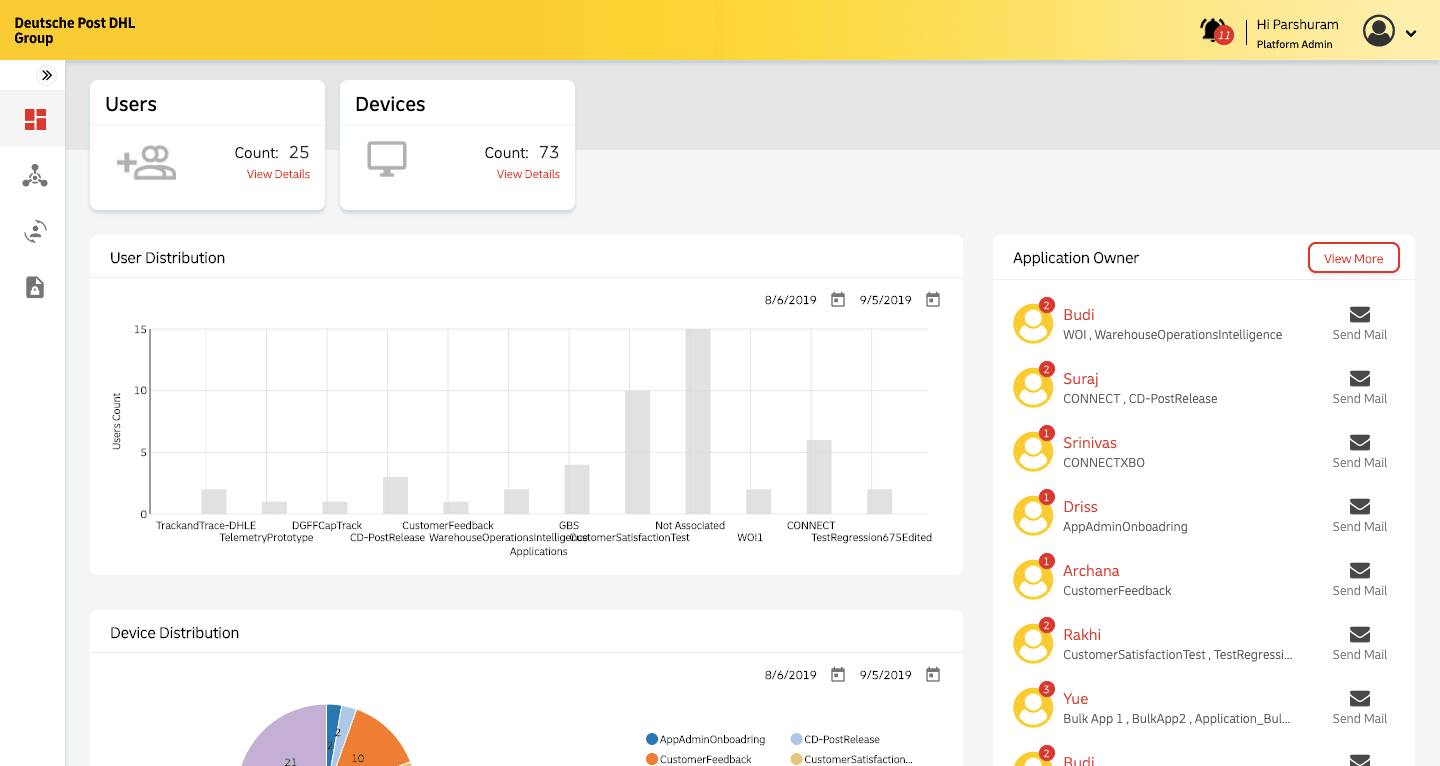 DPDHL IoT Platform admin overview