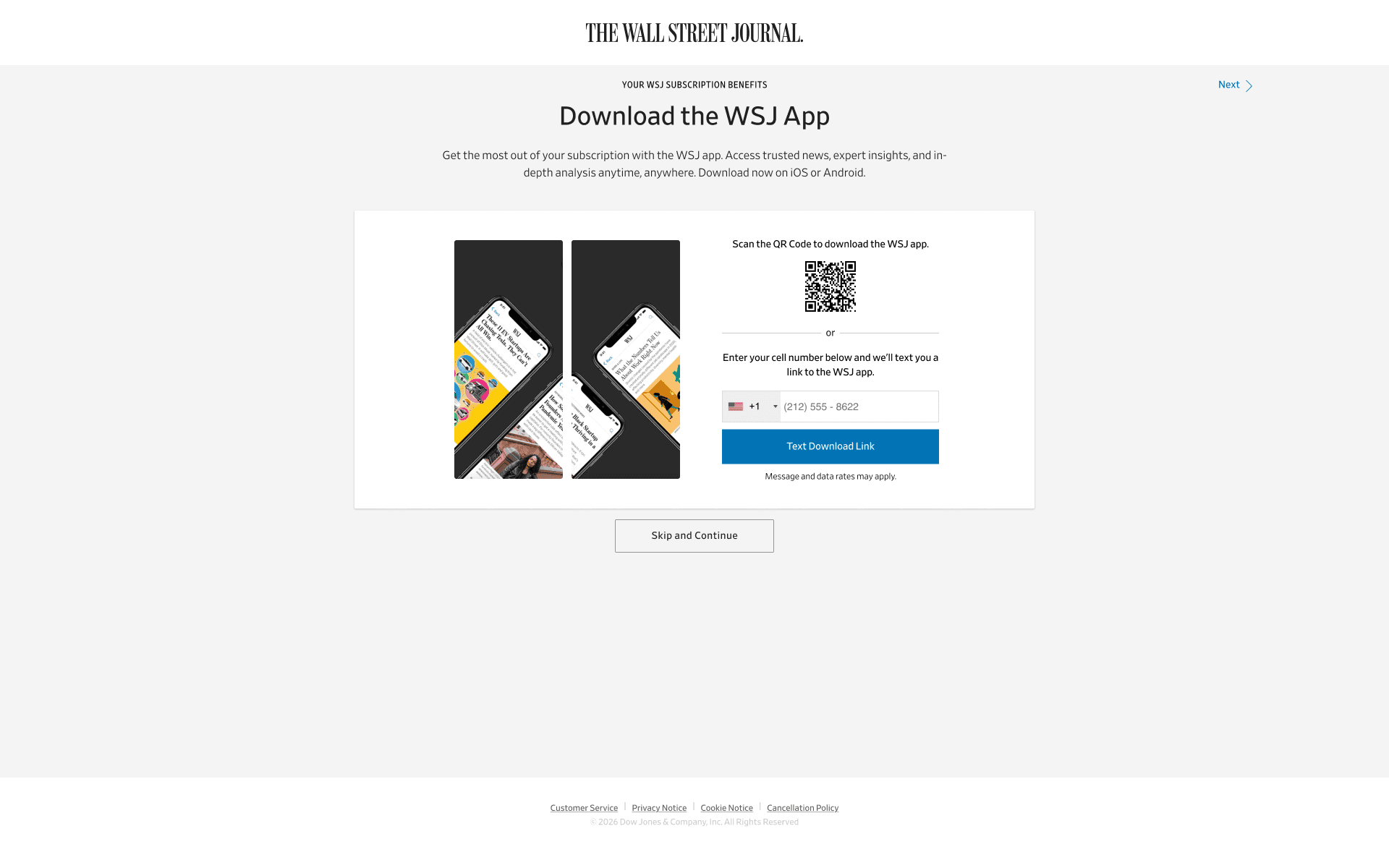 Download the WSJ App step, desktop