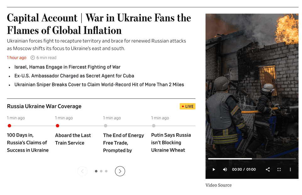 Vertical video live in a WSJ live-coverage module