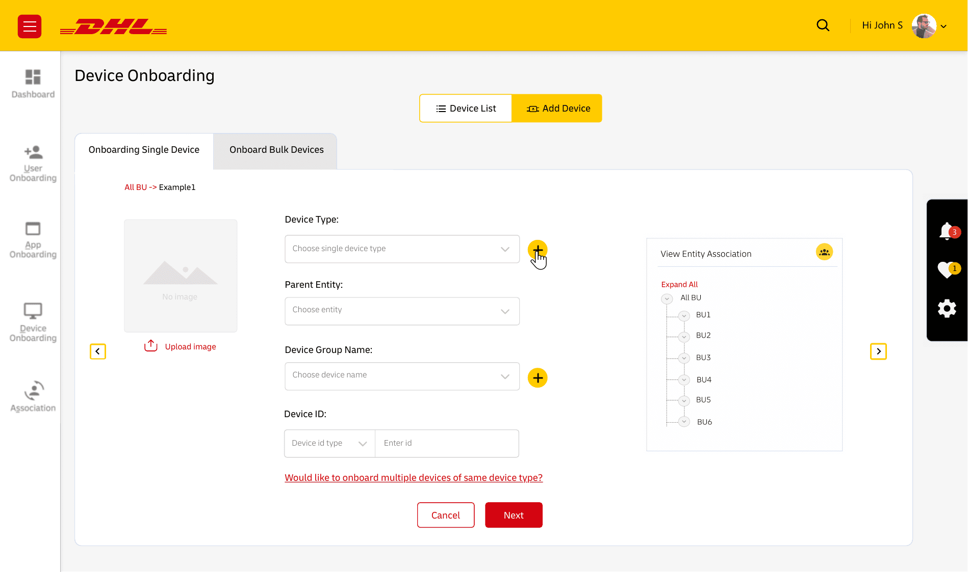 Device registration steps