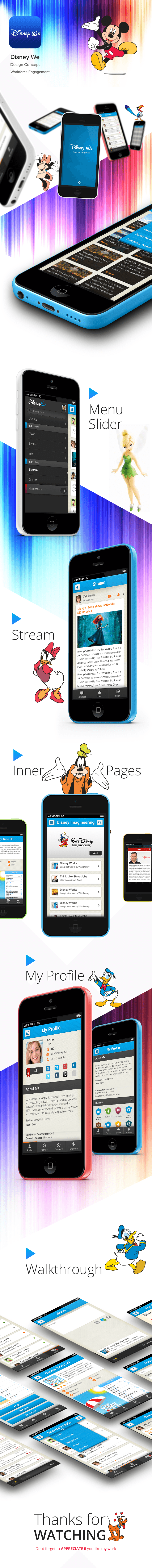 Disney Workflow Engagement app screens, complete UI across onboarding, dashboard, project board, and task detail