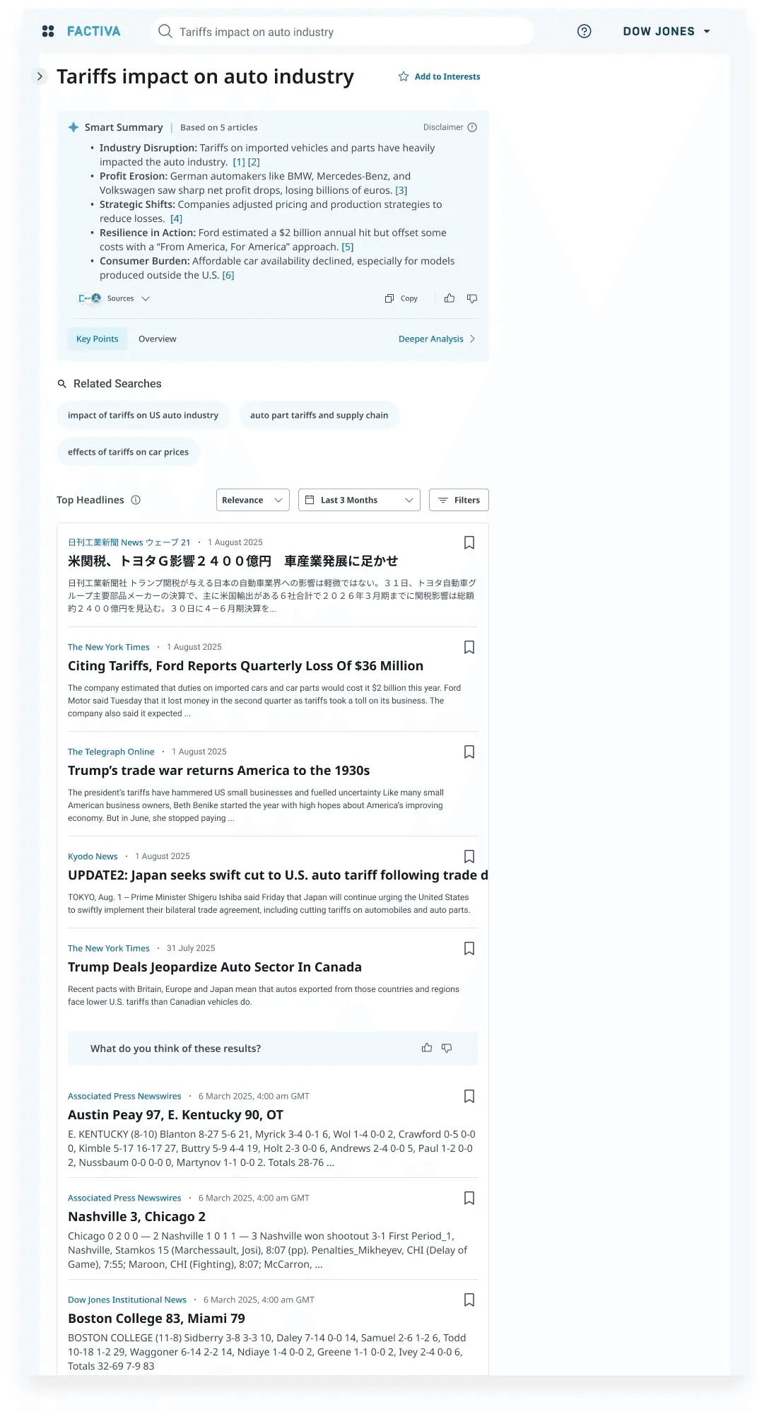 The Smart Summary with structured insights above the results