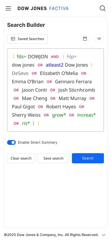 The Search Builder on mobile
