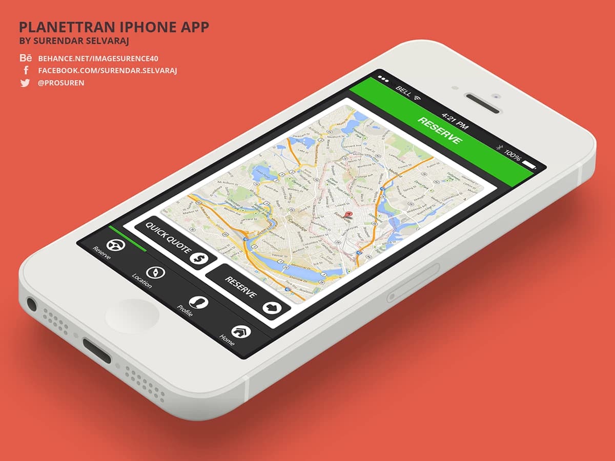 PlanetTran iPhone app live tracking and driver profile screen