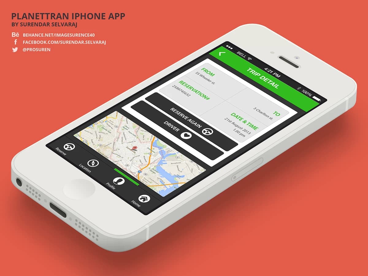 PlanetTran iPhone app account and environmental impact summary screen
