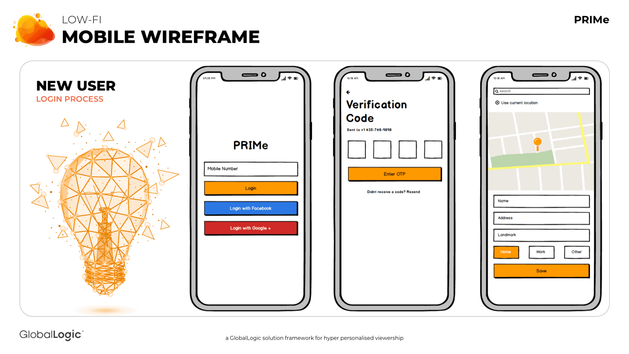 Low-fidelity mobile wireframes for viewer onboarding
